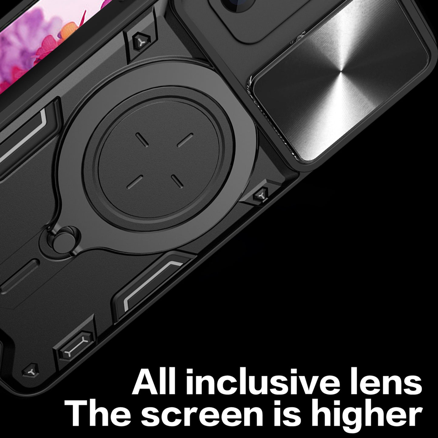 Kickstand Case for Samsung Galaxy S20 FE / S20 FE 5G / S20 FE 2022 / S20 Lite , Slide Camera Lid PC+TPU Phone Cover - Silver