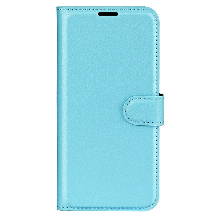 Litchi Texture PU Leather Phone Cover for Oppo Reno10 5G (Global) Wallet Stand Protective Phone Case - Blue
