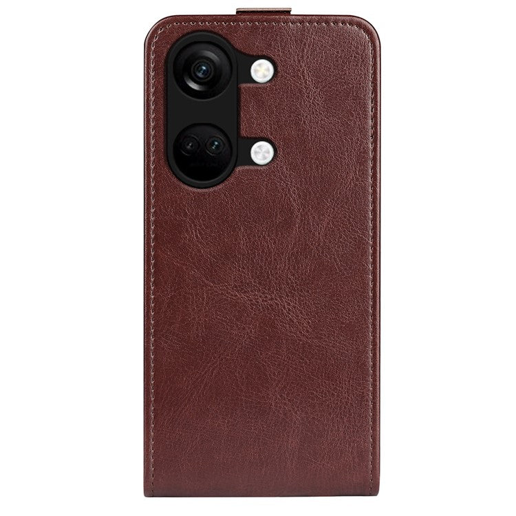 For OnePlus Ace 2V / Nord 3 5G Vertical Flip PU Leather Protective Phone Case Card Slot Cellphone Cover - Brown