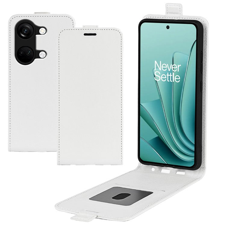 For OnePlus Ace 2V / Nord 3 5G Vertical Flip PU Leather Protective Phone Case Card Slot Cellphone Cover - White