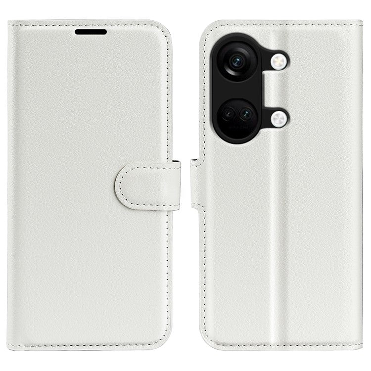 For OnePlus Ace 2V / Nord 3 5G Litchi Texture Wallet PU Leather Phone Case Stand Cover - White