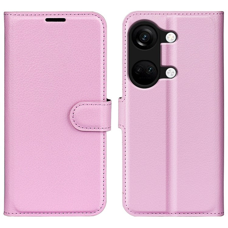 For OnePlus Ace 2V / Nord 3 5G Litchi Texture Wallet PU Leather Phone Case Stand Cover - Pink