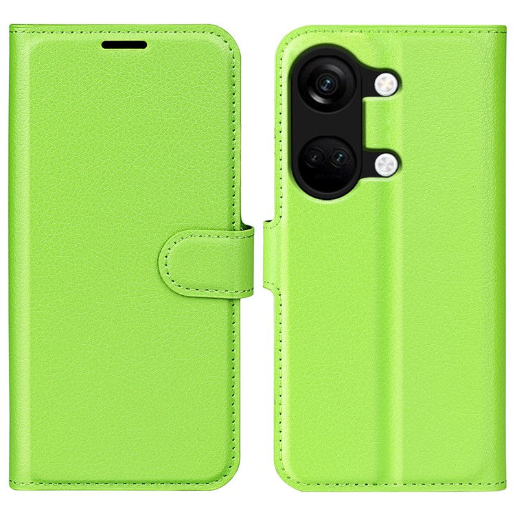 For OnePlus Ace 2V / Nord 3 5G Litchi Texture Wallet PU Leather Phone Case Stand Cover - Green