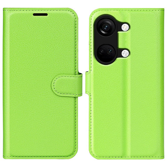 For OnePlus Ace 2V / Nord 3 5G Litchi Texture Wallet PU Leather Phone Case Stand Cover - Green