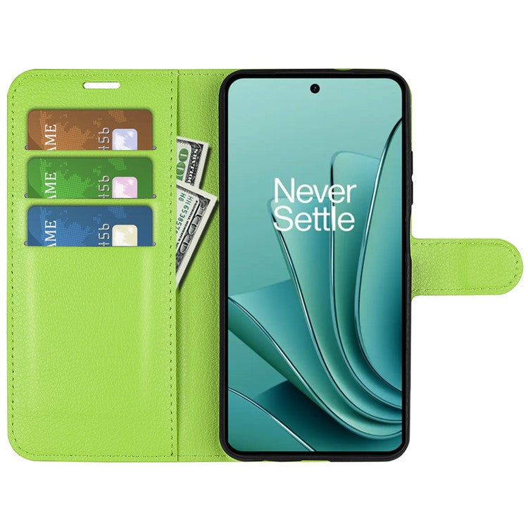 For OnePlus Ace 2V / Nord 3 5G Litchi Texture Wallet PU Leather Phone Case Stand Cover - Green