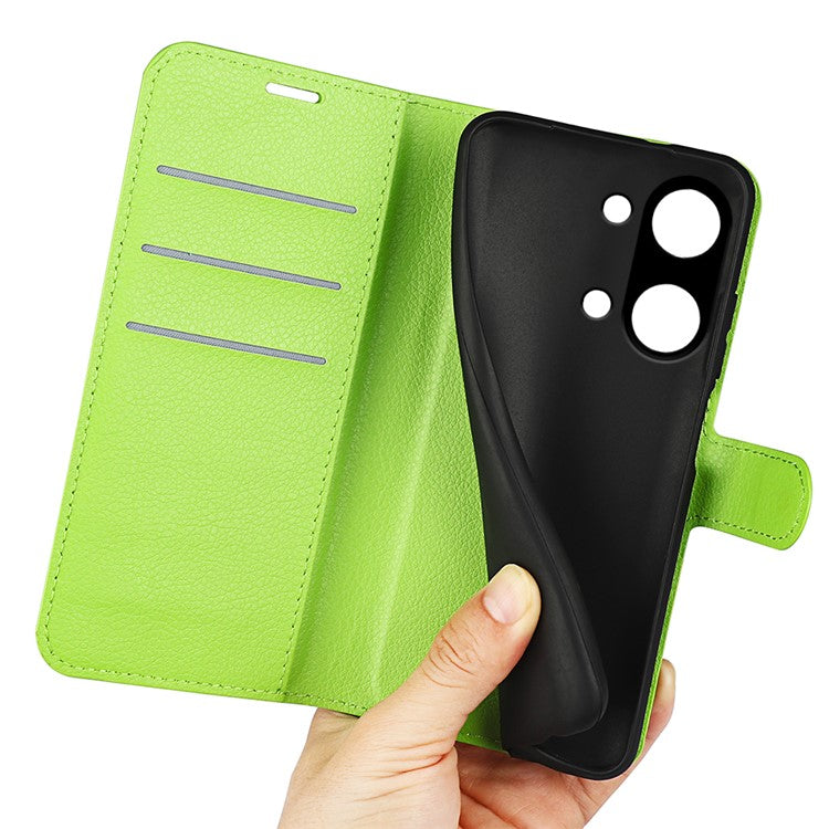 For OnePlus Ace 2V / Nord 3 5G Litchi Texture Wallet PU Leather Phone Case Stand Cover - Green