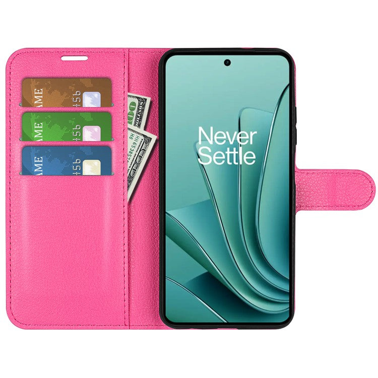 For OnePlus Ace 2V / Nord 3 5G Litchi Texture Wallet PU Leather Phone Case Stand Cover - Rose
