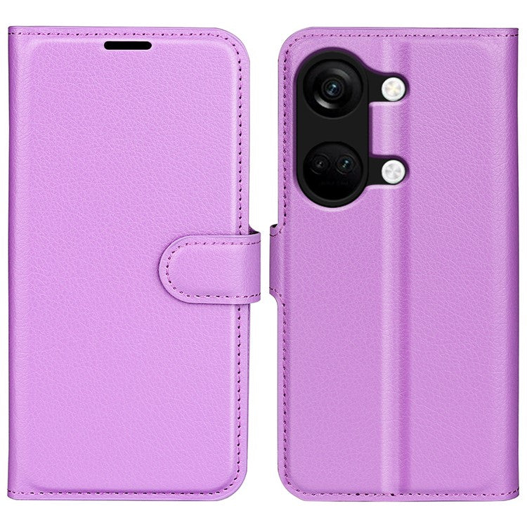 For OnePlus Ace 2V / Nord 3 5G Litchi Texture Wallet PU Leather Phone Case Stand Cover - Purple
