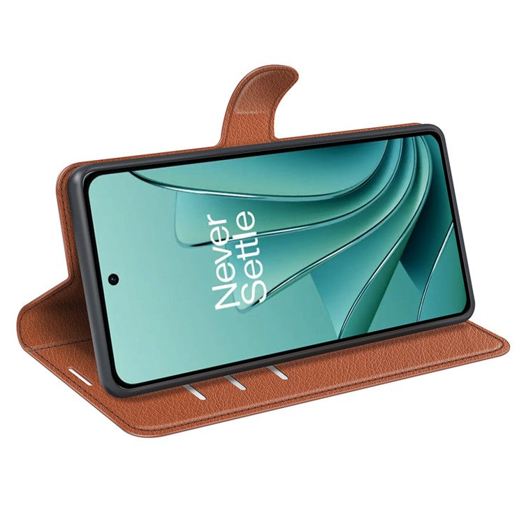 For OnePlus Ace 2V / Nord 3 5G Litchi Texture Wallet PU Leather Phone Case Stand Cover - Brown