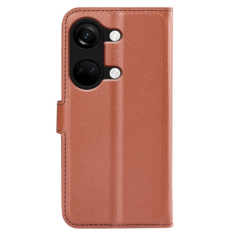 For OnePlus Ace 2V / Nord 3 5G Litchi Texture Wallet PU Leather Phone Case Stand Cover - Brown