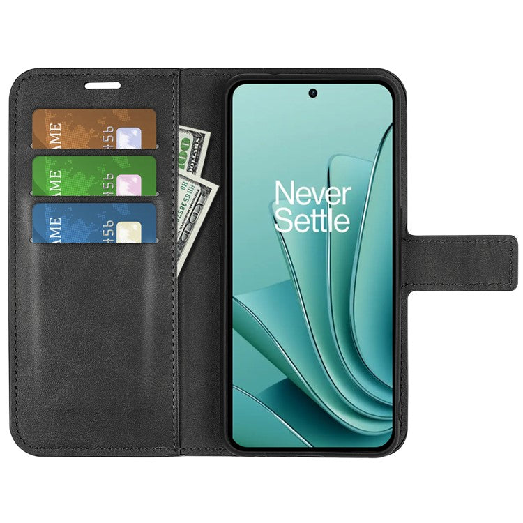 For OnePlus Ace 2V / Nord 3 5G PU Leather Wallet Case Stand Calf Texture Protective Phone Cover - Black
