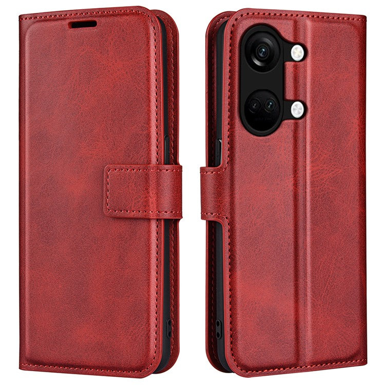 For OnePlus Ace 2V / Nord 3 5G PU Leather Wallet Case Stand Calf Texture Protective Phone Cover - Red