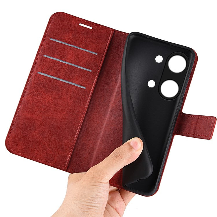 For OnePlus Ace 2V / Nord 3 5G PU Leather Wallet Case Stand Calf Texture Protective Phone Cover - Red