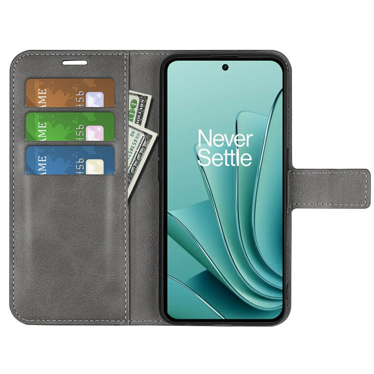 For OnePlus Ace 2V / Nord 3 5G PU Leather Wallet Case Stand Calf Texture Protective Phone Cover - Grey