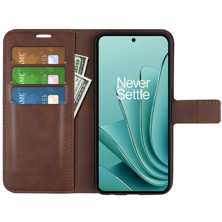 For OnePlus Ace 2V / Nord 3 5G PU Leather Wallet Case Stand Calf Texture Protective Phone Cover - Brown