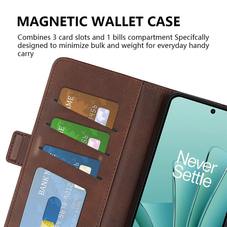 Calf Texture Stand Cover for OnePlus Ace 2V / Nord 3 5G , PU Leather+TPU Wallet Phone Case - Brown