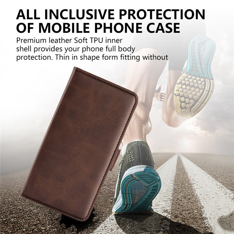 Calf Texture Stand Cover for OnePlus Ace 2V / Nord 3 5G , PU Leather+TPU Wallet Phone Case - Brown