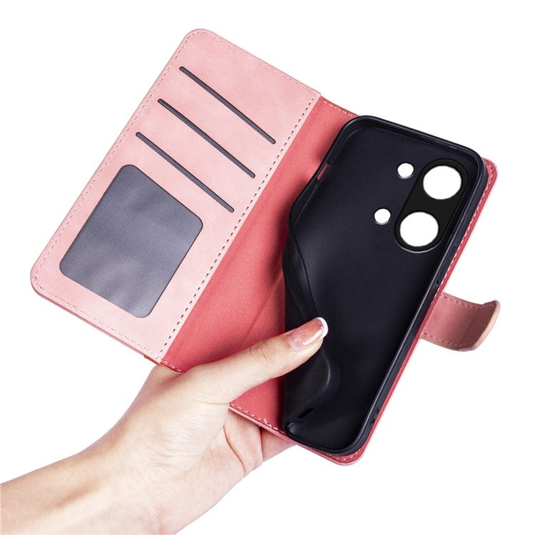 Wallet Shell for OnePlus Ace 2V / Nord 3 5G PU Leather Phone Cover Dual-color Splicing Stand Case - Pink
