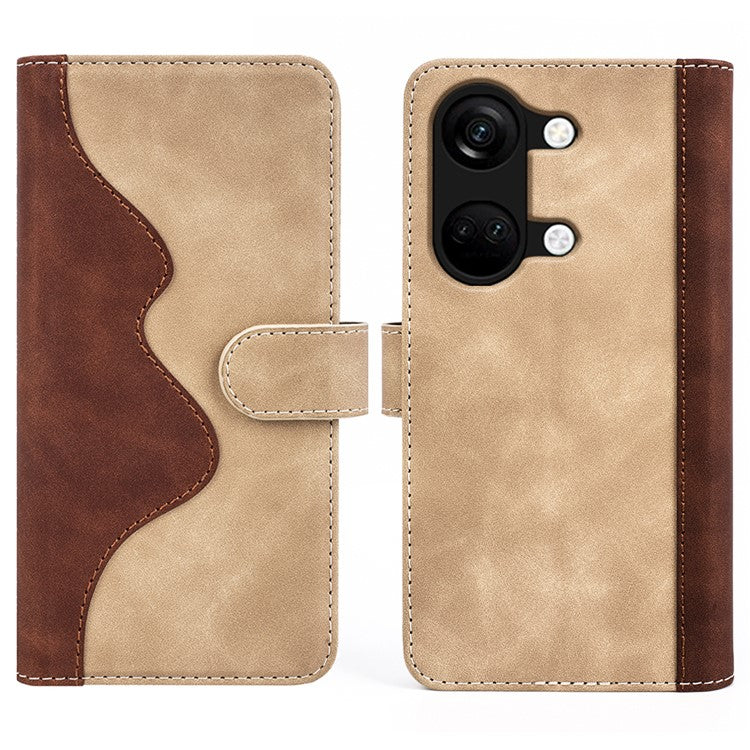 Wallet Shell for OnePlus Ace 2V / Nord 3 5G PU Leather Phone Cover Dual-color Splicing Stand Case - Yellow