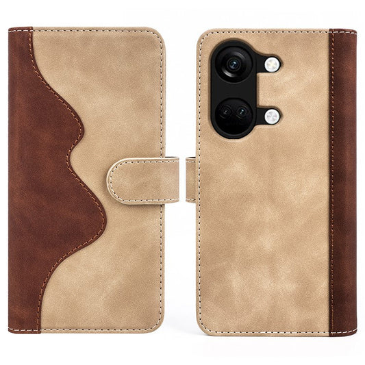 Wallet Shell for OnePlus Ace 2V / Nord 3 5G PU Leather Phone Cover Dual-color Splicing Stand Case - Yellow
