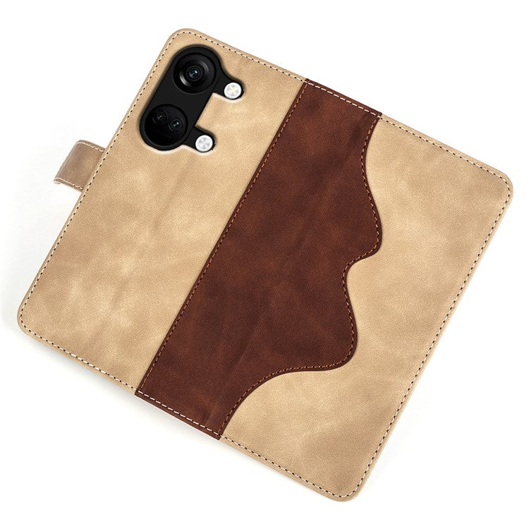 Wallet Shell for OnePlus Ace 2V / Nord 3 5G PU Leather Phone Cover Dual-color Splicing Stand Case - Yellow