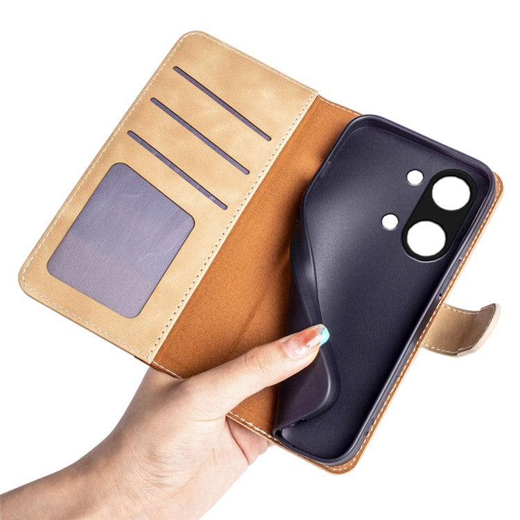 Wallet Shell for OnePlus Ace 2V / Nord 3 5G PU Leather Phone Cover Dual-color Splicing Stand Case - Yellow