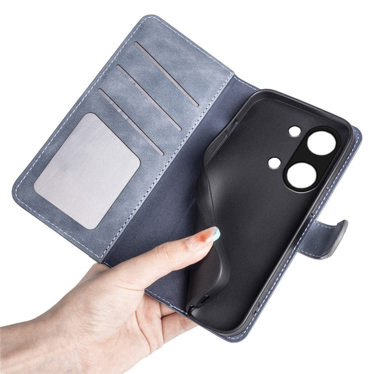 Wallet Shell for OnePlus Ace 2V / Nord 3 5G PU Leather Phone Cover Dual-color Splicing Stand Case - Blue