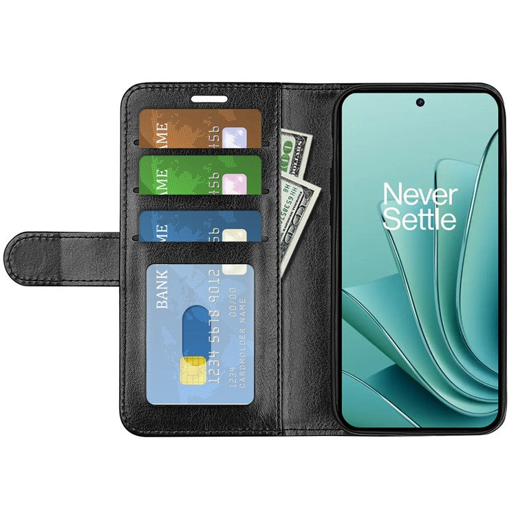For OnePlus Ace 2V / Nord 3 5G Crazy Horse Texture Phone Wallet Case PU Leather Horizontal Stand Cover - Black