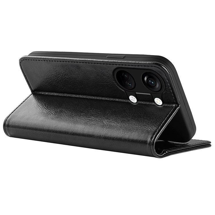 For OnePlus Ace 2V / Nord 3 5G Crazy Horse Texture Phone Wallet Case PU Leather Horizontal Stand Cover - Black
