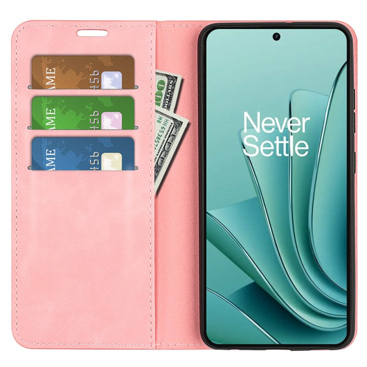 Skin-touch Stand Cover for OnePlus Ace 2V / Nord 3 5G Mobile Phone PU Leather Wallet Shell Flip Case - Pink