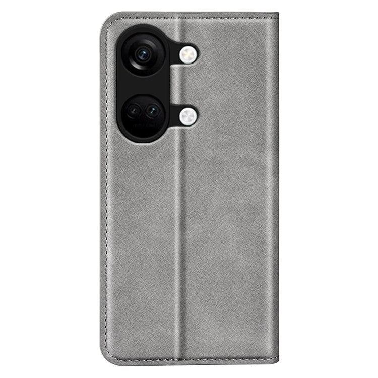 Skin-touch Stand Cover for OnePlus Ace 2V / Nord 3 5G Mobile Phone PU Leather Wallet Shell Flip Case - Grey