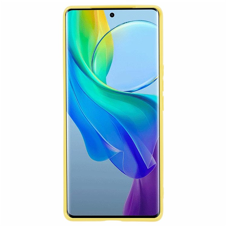 Glossy Phone Case for vivo Y78+ 5G , Candy Color Precise Cutout TPU Back Cover - Yellow