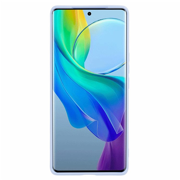Glossy Phone Case for vivo Y78+ 5G , Candy Color Precise Cutout TPU Back Cover - Light Purple