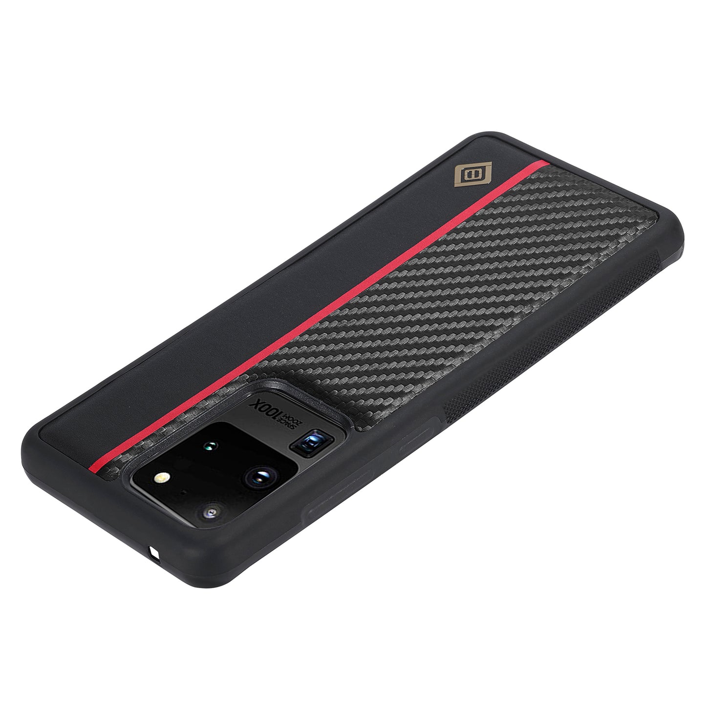 LC.IMEEKE Carbon Fiber Splicing Case for Samsung Galaxy S20 Ultra , PU Leather Coated TPU + EVA Cover