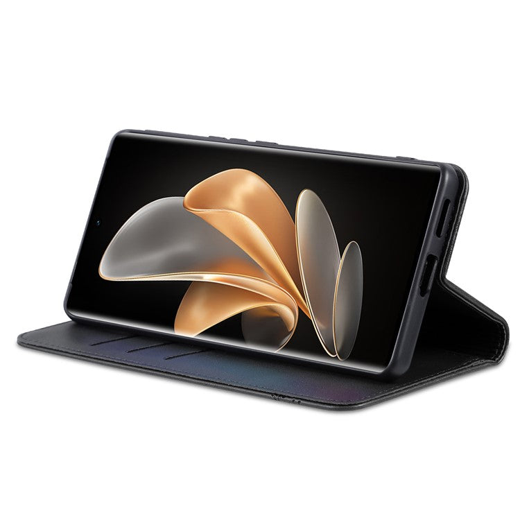 AZNS For vivo Y78+ 5G / Y78 5G Stand PU Leather Anti-drop Wallet Case Flip Folio Phone Cover - Black