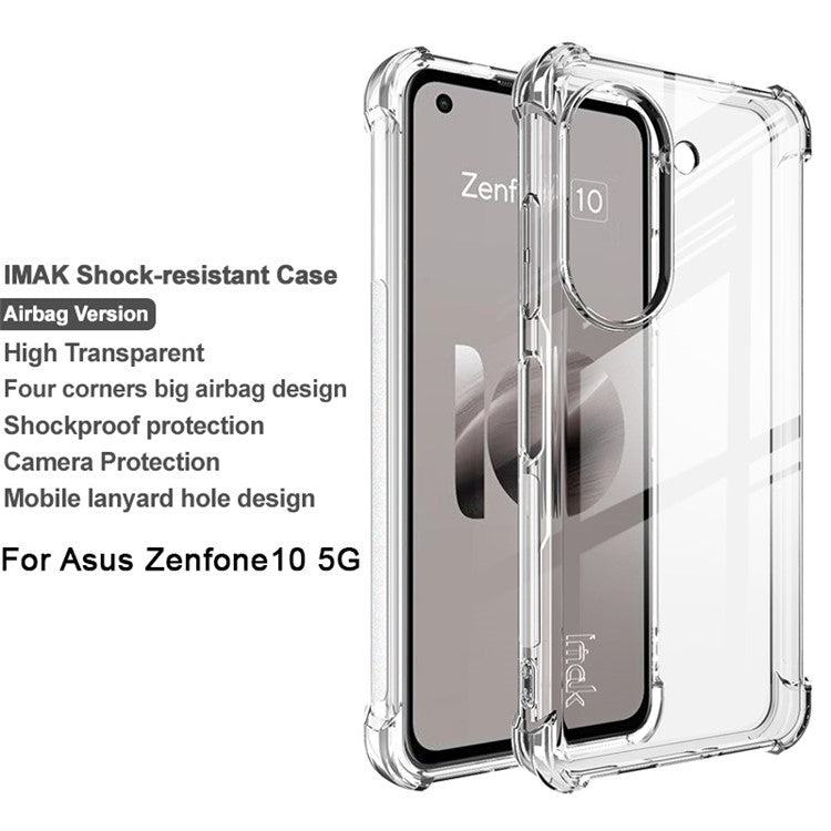 IMAK For Asus Zenfone 10 5G Phone Case Four Corner Anti-drop Clear TPU Back Cover - Transparent