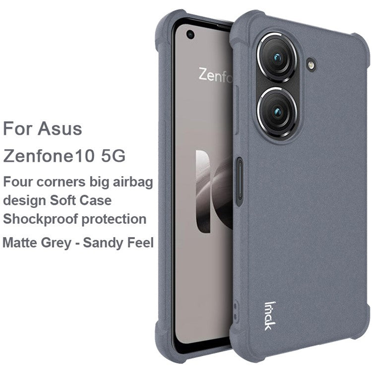 IMAK For Asus Zenfone 10 5G Matte Phone Protective Case Soft TPU Shockproof Back Cover - Grey