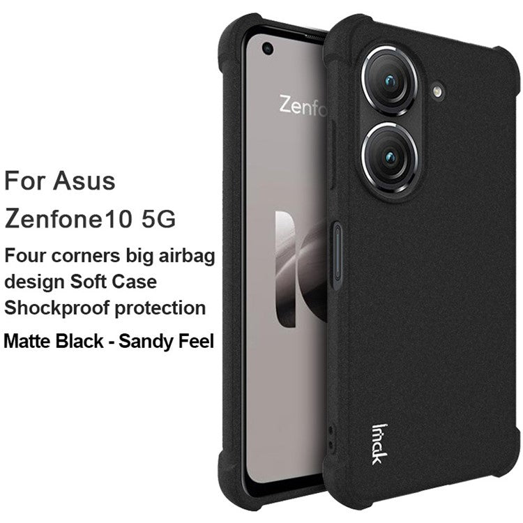 IMAK For Asus Zenfone 10 5G Matte Phone Protective Case Soft TPU Shockproof Back Cover - Black