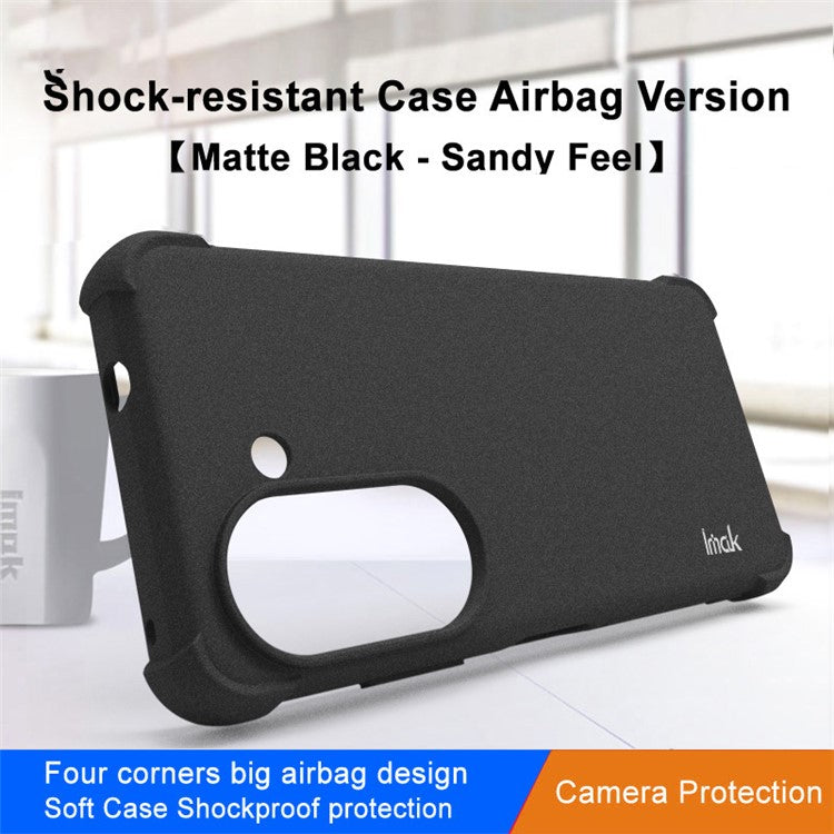 IMAK For Asus Zenfone 10 5G Matte Phone Protective Case Soft TPU Shockproof Back Cover - Black
