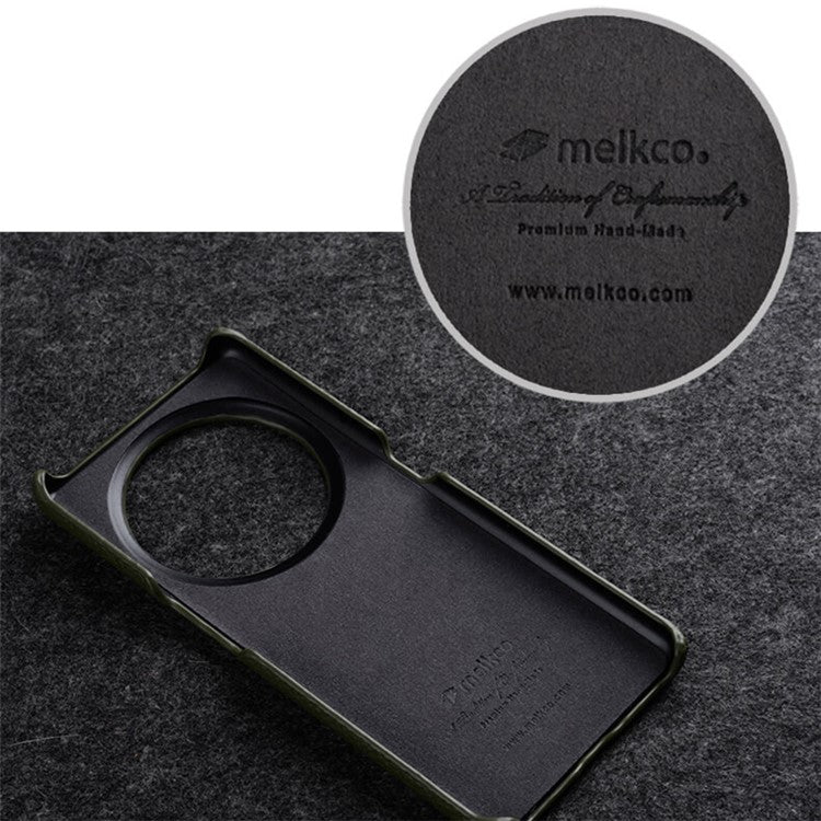 MELKCO For Oppo Find X6 Pro Hard Cover Genuine Cow Leather Coated PC Incomplete Phone Shell - Purple