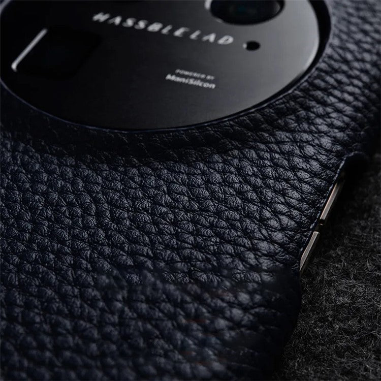 MELKCO For Oppo Find X6 Pro Hard Cover Genuine Cow Leather Coated PC Incomplete Phone Shell - Red