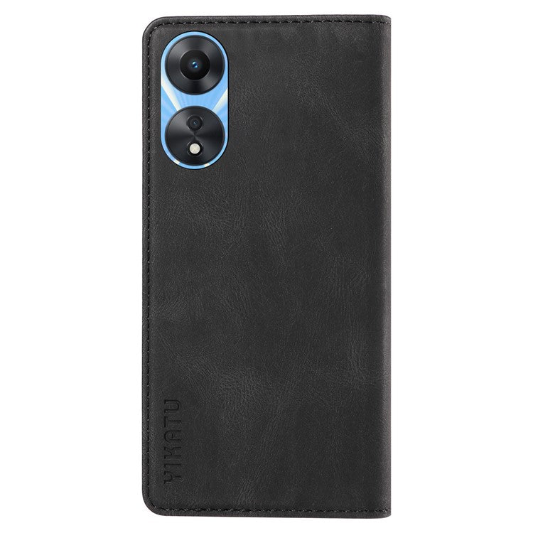 YIKATU YK-004 For Oppo A58 5G / A78 5G Skin-touch Leather Cover Flip Wallet Stand Phone Case - Black