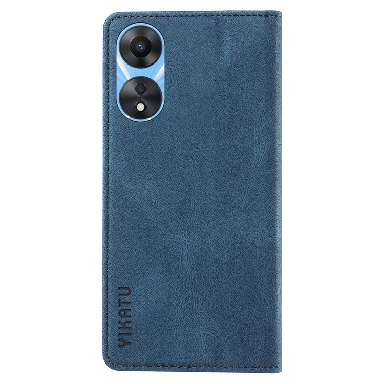 YIKATU YK-004 For Oppo A58 5G / A78 5G Skin-touch Leather Cover Flip Wallet Stand Phone Case - Blue