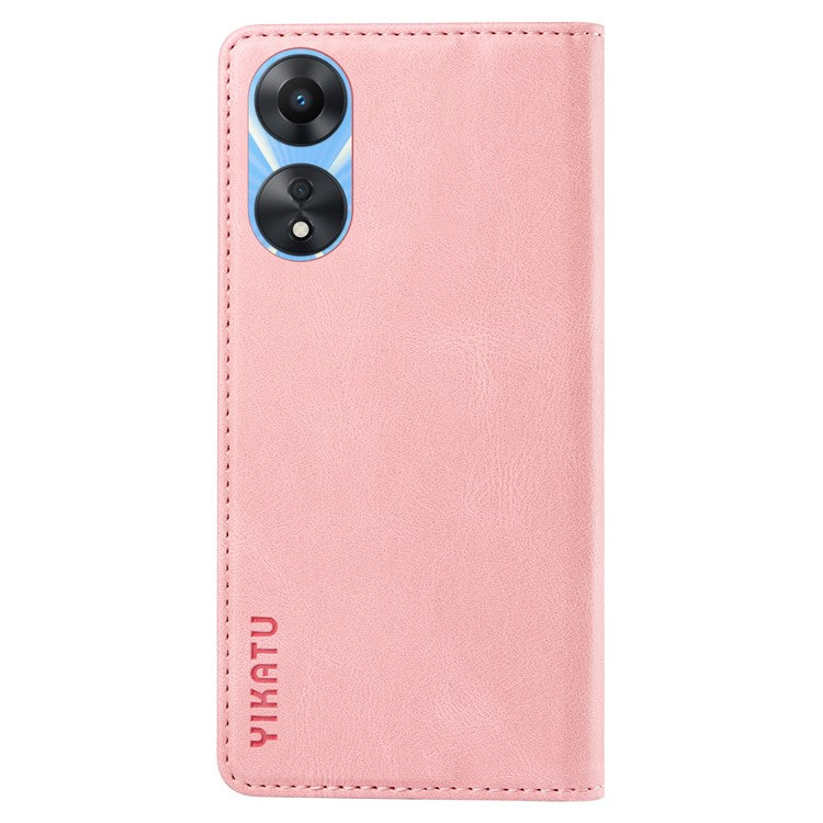YIKATU YK-004 For Oppo A58 5G / A78 5G Skin-touch Leather Cover Flip Wallet Stand Phone Case - Pink