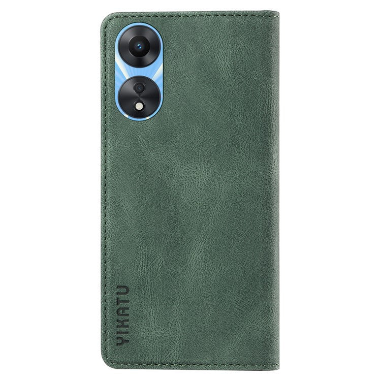 YIKATU YK-004 For Oppo A58 5G / A78 5G Skin-touch Leather Cover Flip Wallet Stand Phone Case - Green