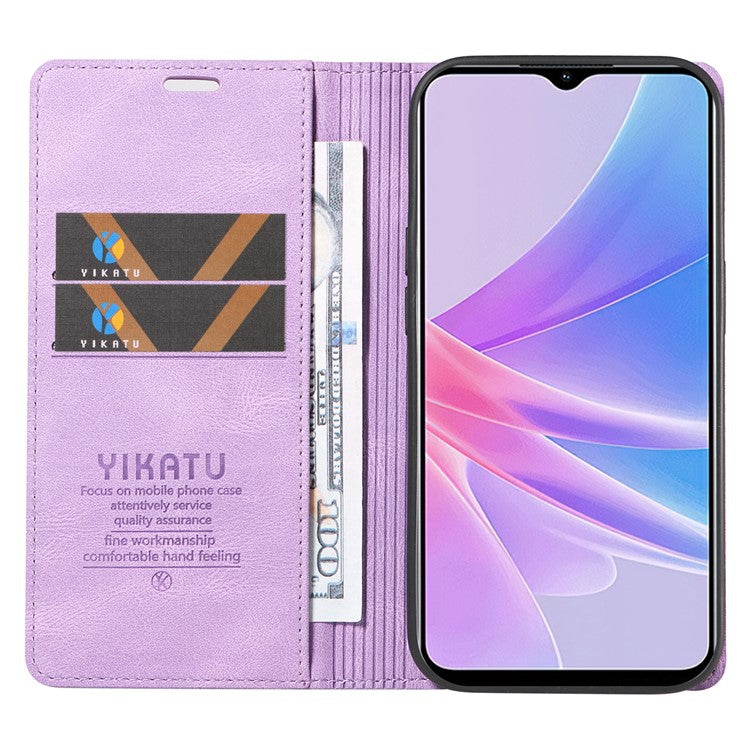YIKATU YK-004 For Oppo A58 5G / A78 5G Skin-touch Leather Cover Flip Wallet Stand Phone Case - Purple