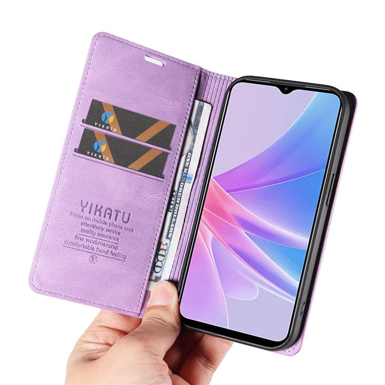 YIKATU YK-004 For Oppo A58 5G / A78 5G Skin-touch Leather Cover Flip Wallet Stand Phone Case - Purple