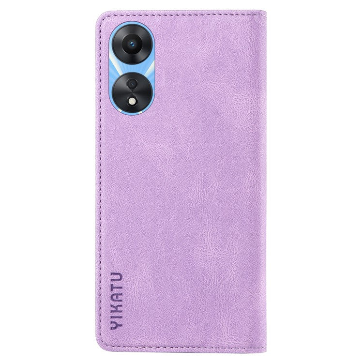 YIKATU YK-004 For Oppo A58 5G / A78 5G Skin-touch Leather Cover Flip Wallet Stand Phone Case - Purple