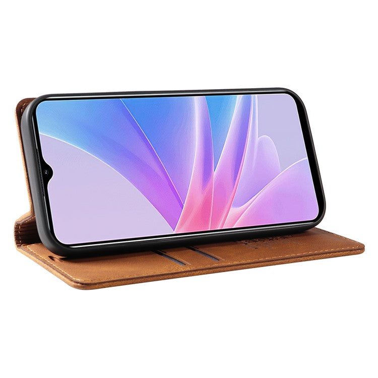 YIKATU YK-004 For Oppo A58 5G / A78 5G Skin-touch Leather Cover Flip Wallet Stand Phone Case - Brown