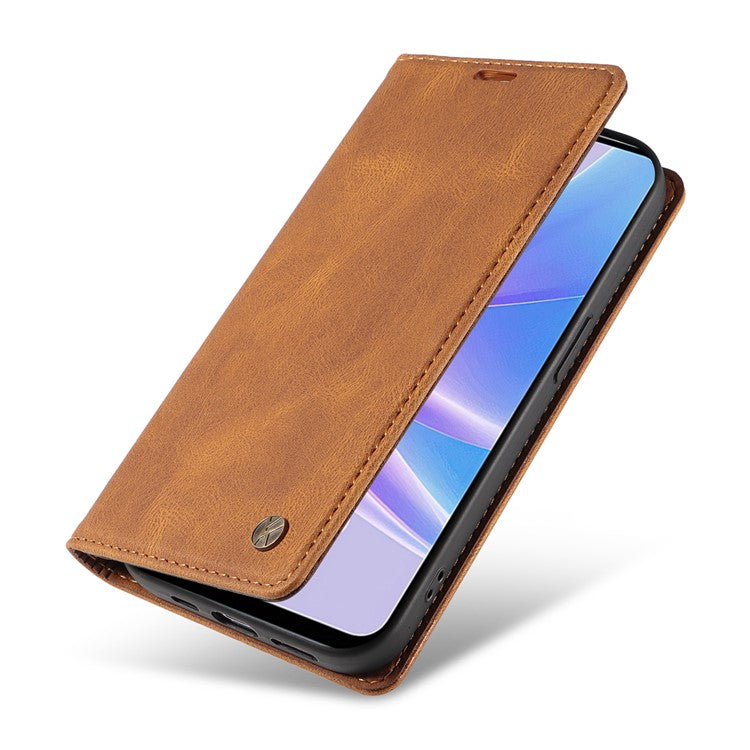 YIKATU YK-004 For Oppo A58 5G / A78 5G Skin-touch Leather Cover Flip Wallet Stand Phone Case - Brown